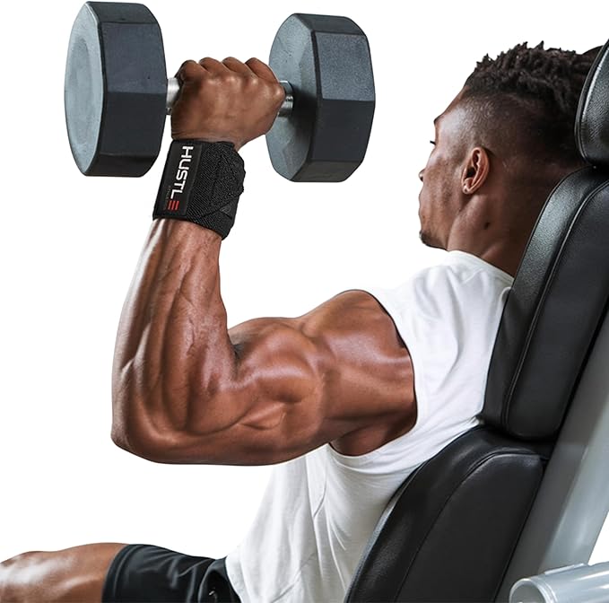 Hustle Athletics Wrist Wraps for Weightlifting – Max Wrist Support for Safe & Heavy Lifts, USPA Approved 18" & 12" Lengths, Thumb Loop Gym Straps for Powerlifting & Weight Lifting for Men and Women