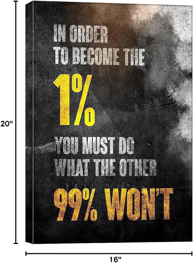1% Entrepreneur Motivational Canvas Wall Art -Inspirational Office Wall Art Poster Quotes - Canvas Artwork Picture Print Framed for Home Office Bathroom Bedroom Wall Decor-16 x20