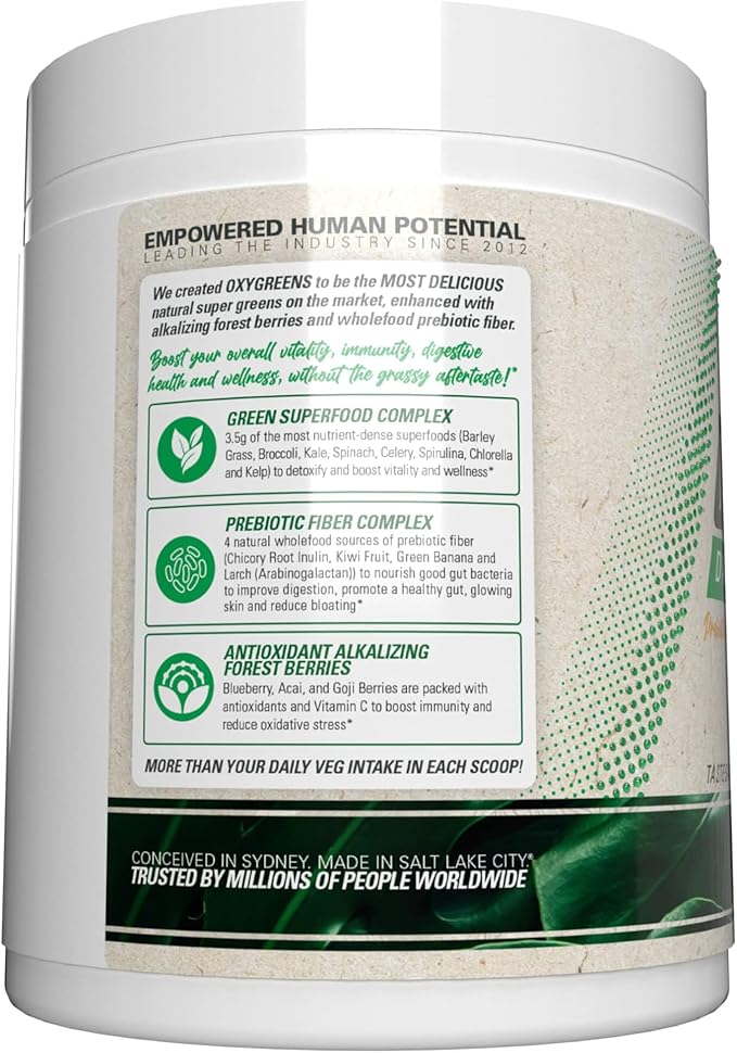 EHP Labs OxyGreens Super Greens Powder - Spirulina & Chlorella Superfood, Green Juice Powder & Greens Supplements with Prebiotic Fibre, Antioxidants & Immunity Support, 30 Serves (Pineapple)