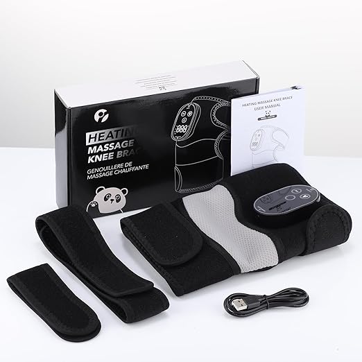 Electric Heated Knee Massager, 3-in-1 Cordless Knee Brace with Heat and Massage for Knee Elbow Shoulder Wrap with 3 Vibration & Heating Modes