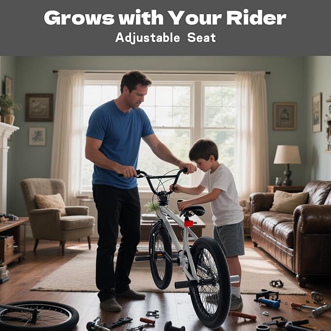 67i Boys BMX Bike 18/20 Inch Ages 8-12 Kids Bicycle with Front Rear U Brake Adjustable Seat Iron Fork 2.09" Wide Tires