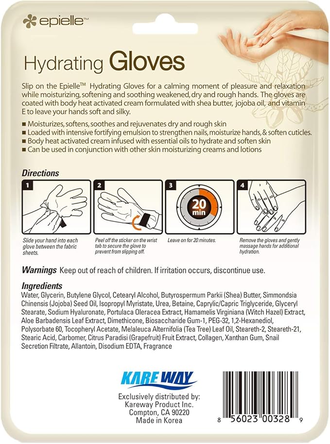 Epielle Hydrating Hand Masks 6 Pairs, Deep Moisturizing Gloves for Dry, Cracked Hands, Relieve and Soften with Shea Butter & Jojoba Oil, Korean Skin Care, Spa Set, Self Care Gifts for Women