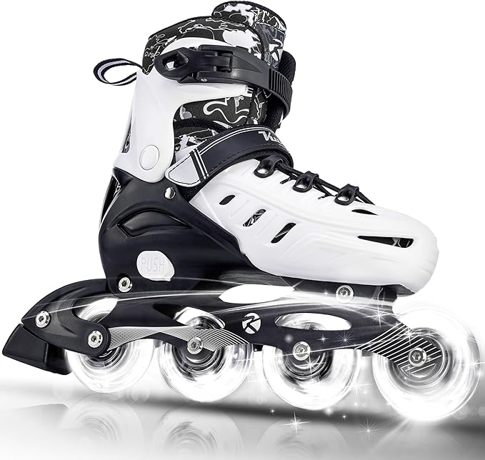 Inline Skates for Kids and Adult, Adjustable Fun Illuminating Skates for Girls, Boys, Women and Men Outdoor and Indoor, Beginner