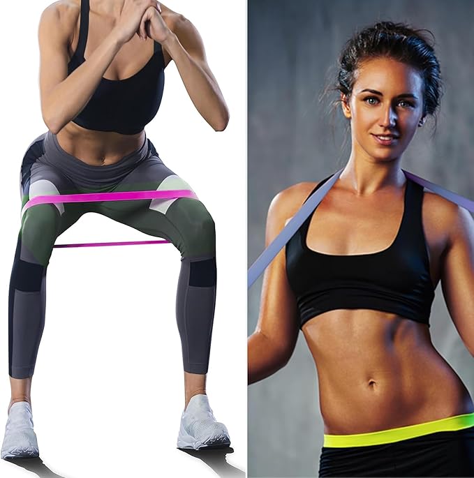 Resistance Bands Legs Hip Stretching Workout Elastic Rubber Loop with Exercise Fitness Guidance Men Women Yoga Pilates Gear Come with Carry Bag