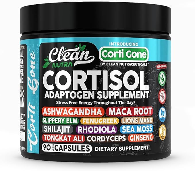 Corti Gone Cortisol Supplements For Women | Maca Root Ashwagandha Cortisol Detox Manager Reducer + Slippery Elm Fenugreek Lions Mane Shilajit Rhodiola Sea Moss Tongkat Ali Cordyceps Ginseng Beet Root