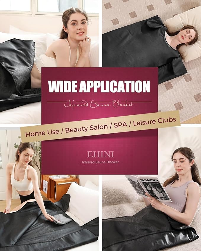 Infrared Sauna Blanket - Portable Far Infrared Sauna for Home Relaxation - PU Sauna Blanket - Infrared Blanket Sauna with 77–176 °F Temp Range(Pure Black)