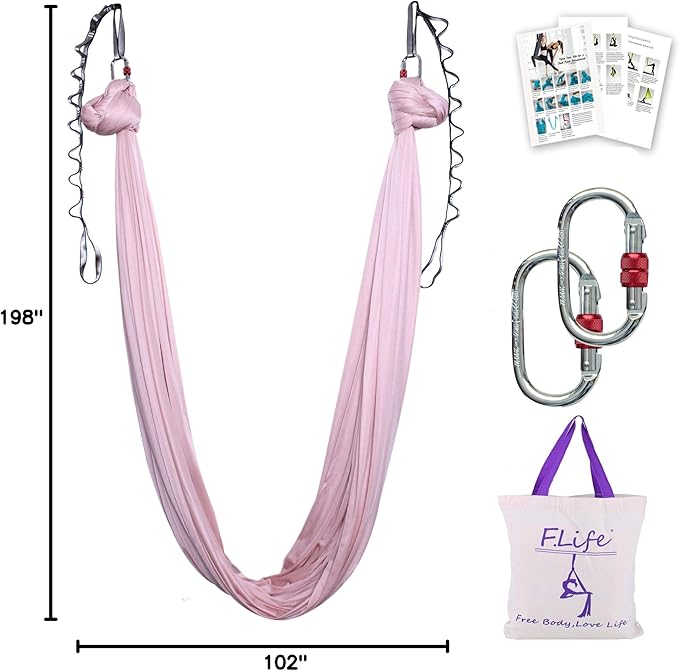 F.Life Aerial Silk Yoga Hammock & Swing for yoga Inversion,Strength training,starter hardware kit