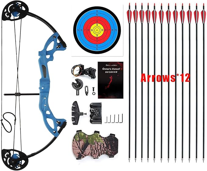 Compound Bow Archery for Youth and Beginner, Right Handed,19”-28” Draw Length,15-29 Lbs Draw Weight, 260 fps