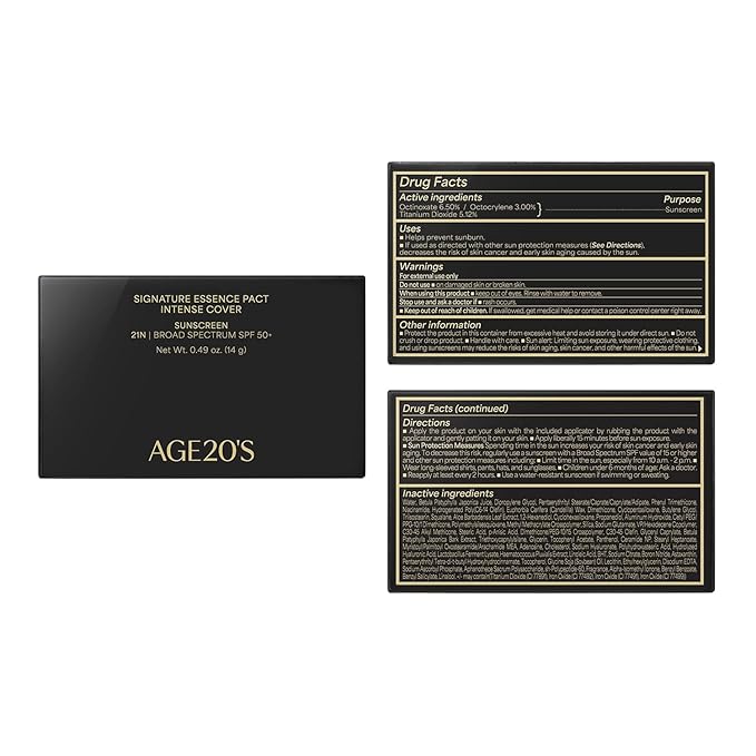 AGE20'S Signature Essence Pact SPF 50+ | Pack of 1 | 21N VANILLA | Cream Foundation, Dewy Finish, Natural Coverage | Korean Cushion Foundation