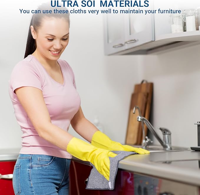 10 Pcs New Upgrade 3-Layer Non Scratch Wire Dishcloth,Wire Dishwashing Rag, Non-Scratch Wire Dishwashing Rags for Wet and Dry, Kitchen Cleaning Dish Rags for Cookware,Sinks, Dishes, Stove