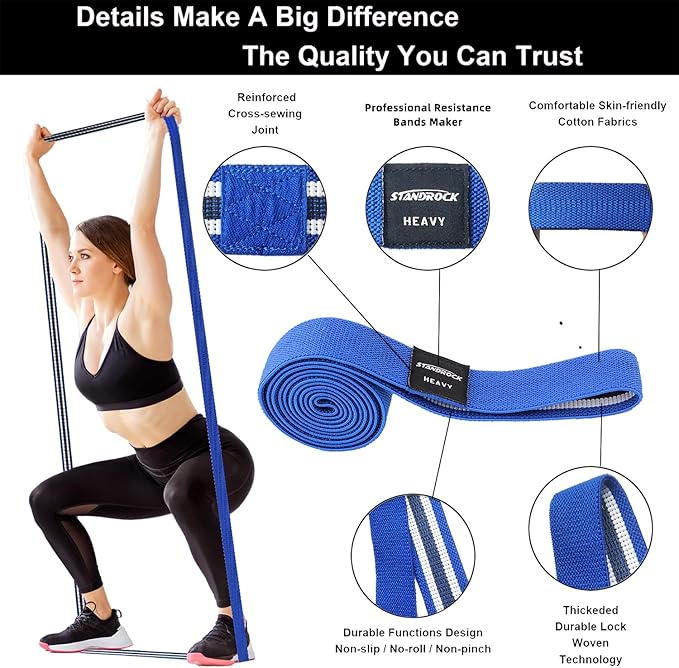 Fabric Resistance Bands for Working Out, 3 and 4 Levels Booty Bands Long Resistance Bands for Women and Men | Elastic Bands for Exercise Bands Resistance Workout Bands Resistance