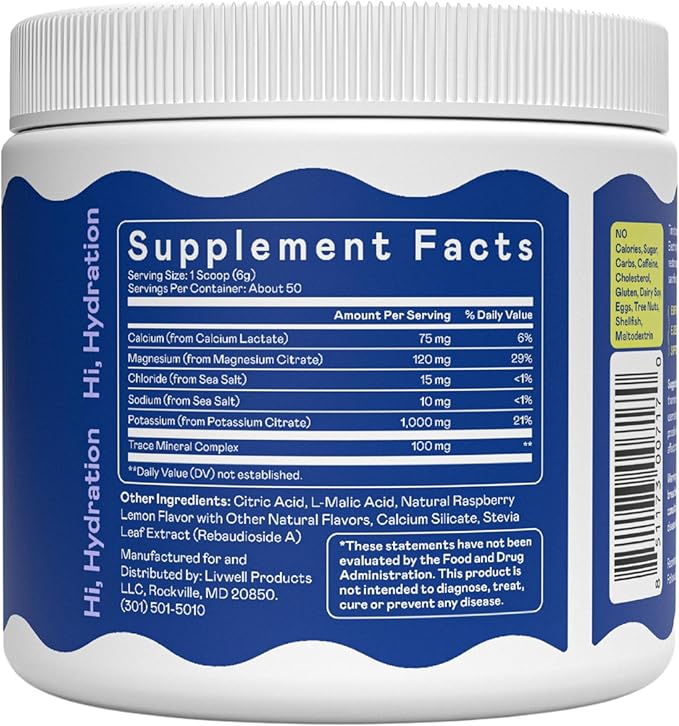 Hi-Lyte Keto K1000 Electrolyte Powder | Raspberry Lemon | Hydration Supplement Drink Mix | Boost Energy & Beat Leg Cramps | No Sugar, No Maltodextrin | 50 Servings