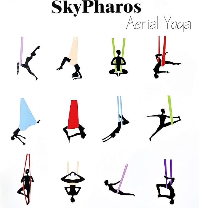 Aerial Silks Yoga Swing Set - 9/11 Yards Aerial Yoga Hammock Kit Anti-Gravity Flying for Fitness, Low/Non Stretch Nylon Tricot Fabric Hardware Included for Dance