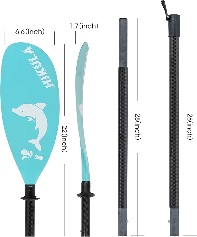 Adjustable Kayak Paddle with Carbon Shaft and PP Blade Available in 220-230/220-240/230-250cm Floating Lightweight Kayak Oars with Original Pattern