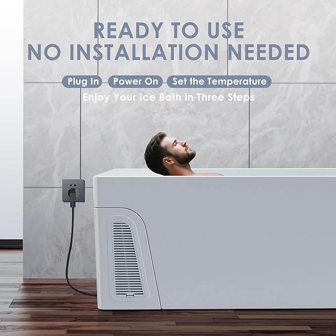 Deeptime Smart Cold Plunge Tub,Ice Bath with Built-In Chiller(Down to 38F),Smartphone Control,Whisper-Quiet,Spacious Design for Full-Body Recovery & Cold Therapy,White