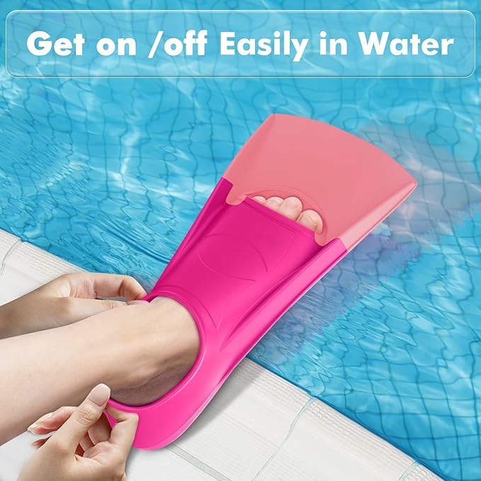 Gintenco Swim Fins, Kids Swim Training Fins for Lap Swimming, Travel Size Flippers with Mesh Bag, Silicone Swimming Fins for Kids Teens Adults Women Men