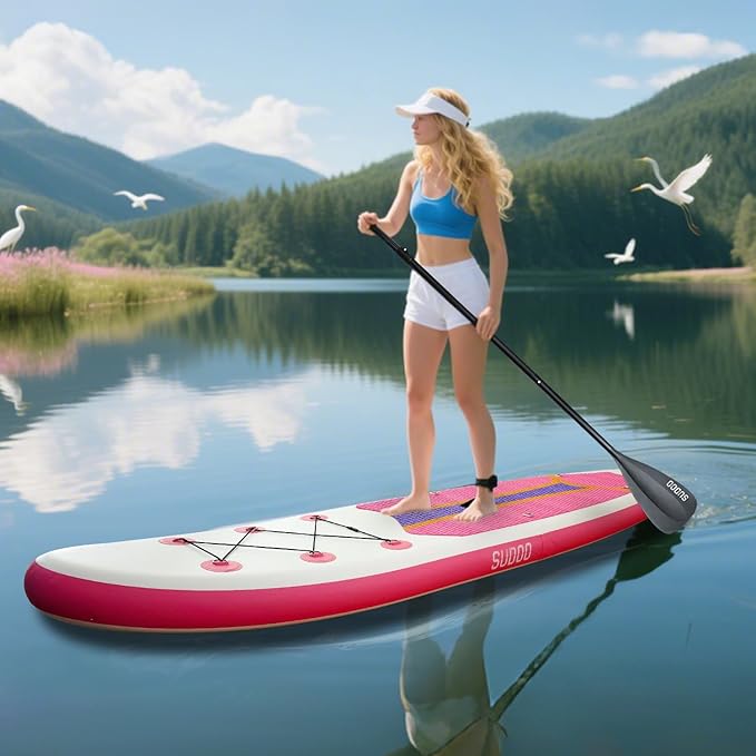 Inflatable Stand Up Paddle Board 10‘x30‘‘- Ultra-Light SUP with Backpack, Pump, Paddle, Coil Leash, 3 Fins, Repair Kit, Stable Design, Non-Slip EVA Deck for Adults & Youth