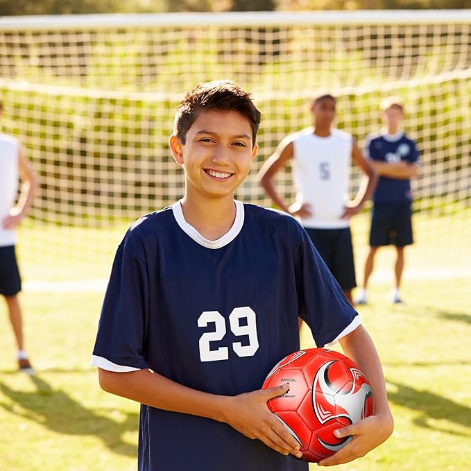 HyDren 4 Pack Soccer Ball with Pump Official Size 4/5 Deflated Soccer Balls Bulk for Outdoor Indoor Practice Training Sport Gift for Kids Boys Teen Youth Adult