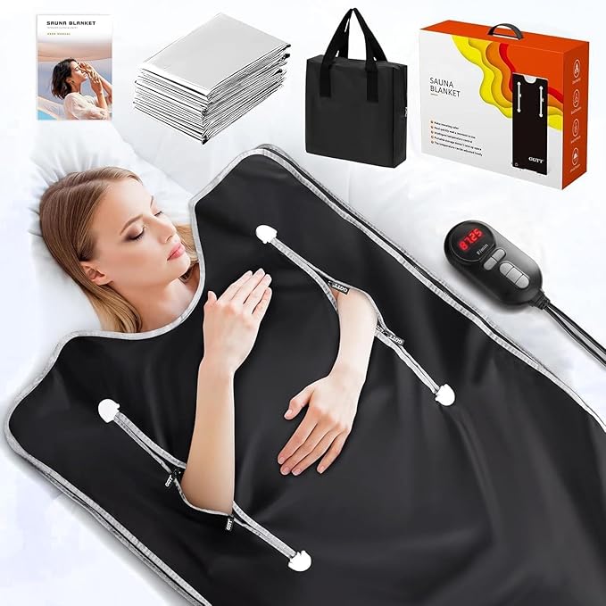 Infrared Sauna Blanket-Sauna Blanket for Home Use, Portable Design for Relaxation and Detoxification Highest 176℉, 20-60 Minutes Timer, 6 ft x 2.65 ft(Black)