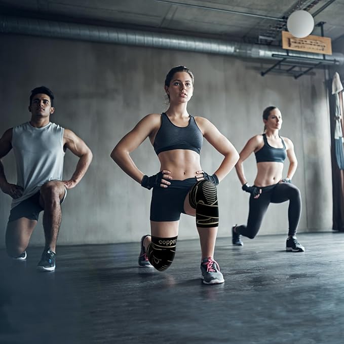 Copper Knee Braces with Strap for Knee Pain Women and Men(2 Pack), Knee Compression Sleeve for Arthritis, ACL, Meniscus Tear, Joint Pain Relief, Knee Support for Working, Running, Weightlifting(L)