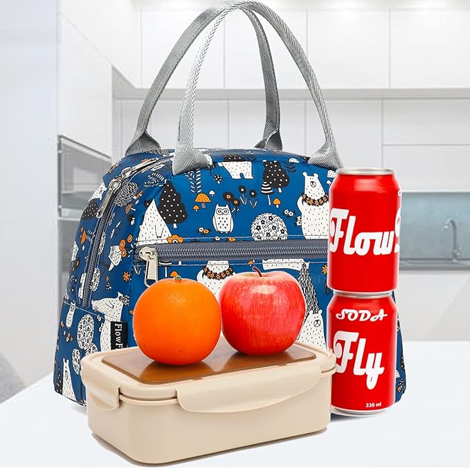 FlowFly Insulated Lunch Cooler Bag - Tote Bag Organizer for Women/Men, Owl