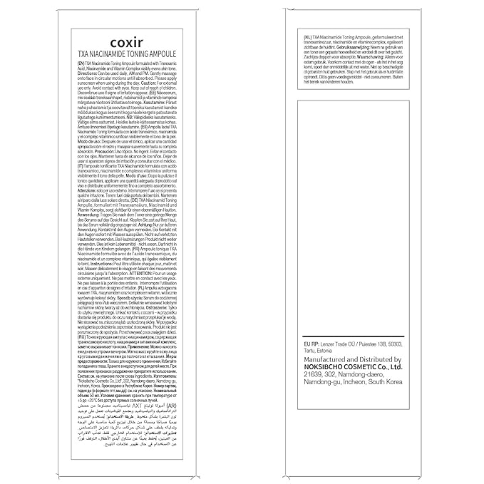 coxir TXA Niacinamide Toning Ampoule – Korean Face Serum with Tranexamic Acid & Vitamin C for Even Skin Tone, Radiance & Hydration – Calming and Lightweight – 50ml/1.69 fl.oz