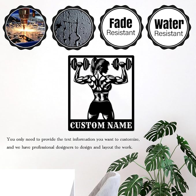 Customized Metal Gym Name Sign, Personalized Sports Room Wall Art,Metal Gym Sign,Unique Fitness Wall Sign, Gym Lovers Unique Gift, Gym Wall Art,Training Center Sign (Style-13)
