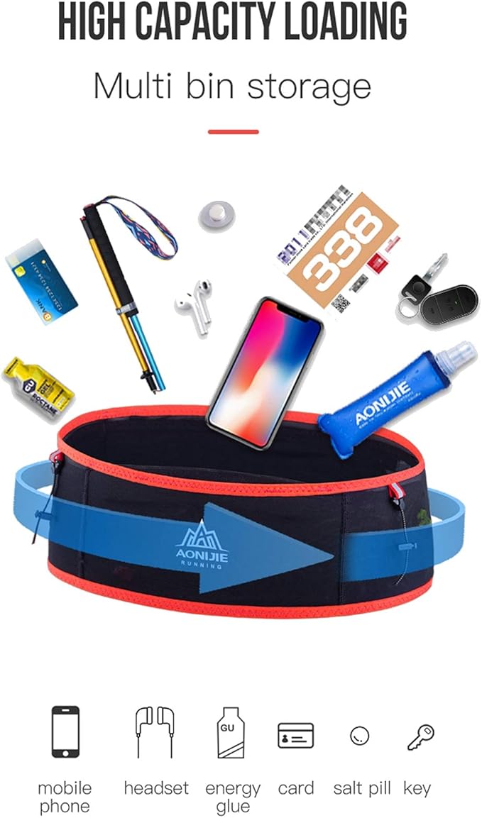 AONIJIE Hydration Belt Running Fanny Pack, with 250ml Soft Water Bottle Flask Phone Holder for Trailing Running Climbing Jogging Cycling Workout Fitness 3 Colors (Blue, L/XL)