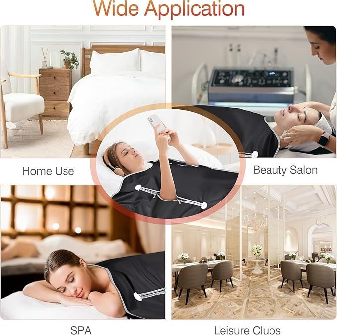 Infrared Sauna Blanket-Sauna Blanket for Home Use, Portable Design for Relaxation and Detoxification Highest 176℉, 20-60 Minutes Timer, 6 ft x 2.65 ft(Black)