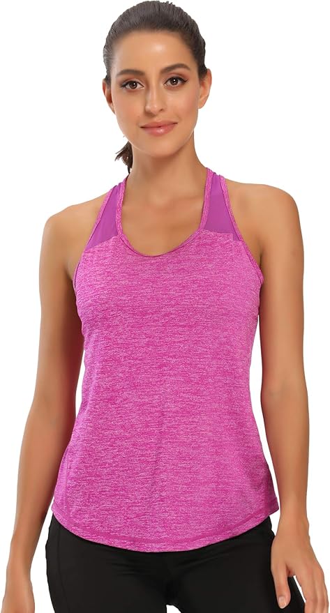 Aeuui Womens Workout Tops for Women Racerback Tank Tops Mesh Yoga Shirts Athletic Running Tank Tops Sleeveless Gym Clothes