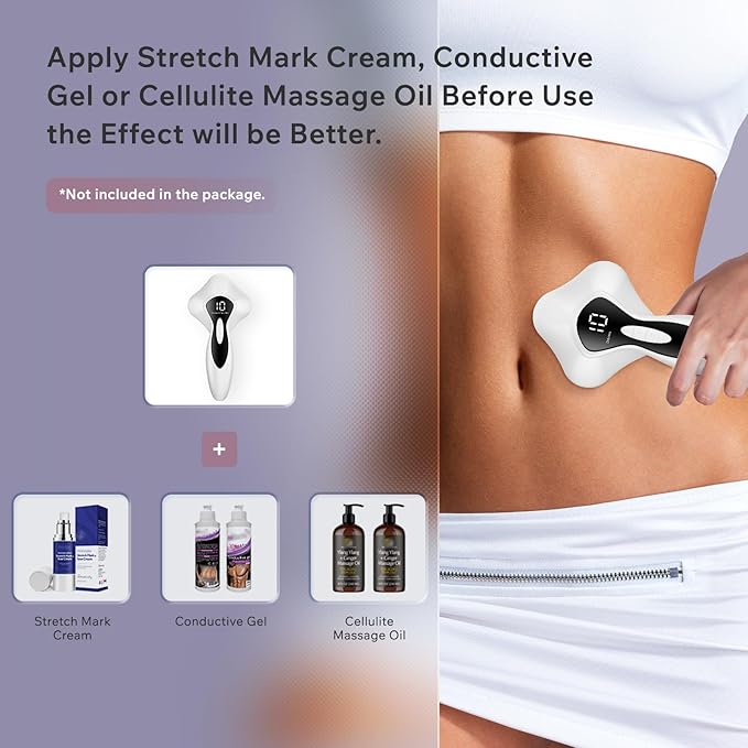 Depsoul Cellulite Massager Cordless Body Massage Tool - 3 Modes 10 Levels with Heating Function Electric Massager for Belly, Arm, Waist, Leg, Butt, Back