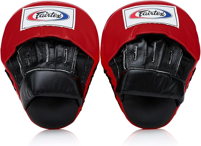 Fairtex FMV9 Contoured Focus Mitts |Striking Accuracy & Protection for Boxing, Muay Thai, Kickboxing |Ergonomic Design, Soft Padding, Secure Fit Leather