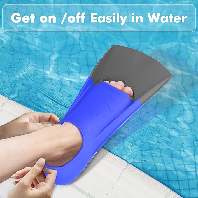 Gintenco Swim Fins, Kids Swim Training Fins for Lap Swimming, Travel Size Flippers with Mesh Bag, Silicone Swimming Fins for Kids Teens Adults Women Men