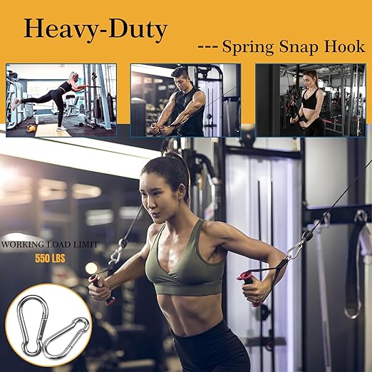 60 Pcs Carabiner Clip Spring Snap Hook, M8 3 Inch Heavy Duty Galvanized Steel Spring Snap Hook, Quick Link Keychain Clip for Keys Swing Set Camping Fishing Hiking Traveling(550 lbs Capacity)