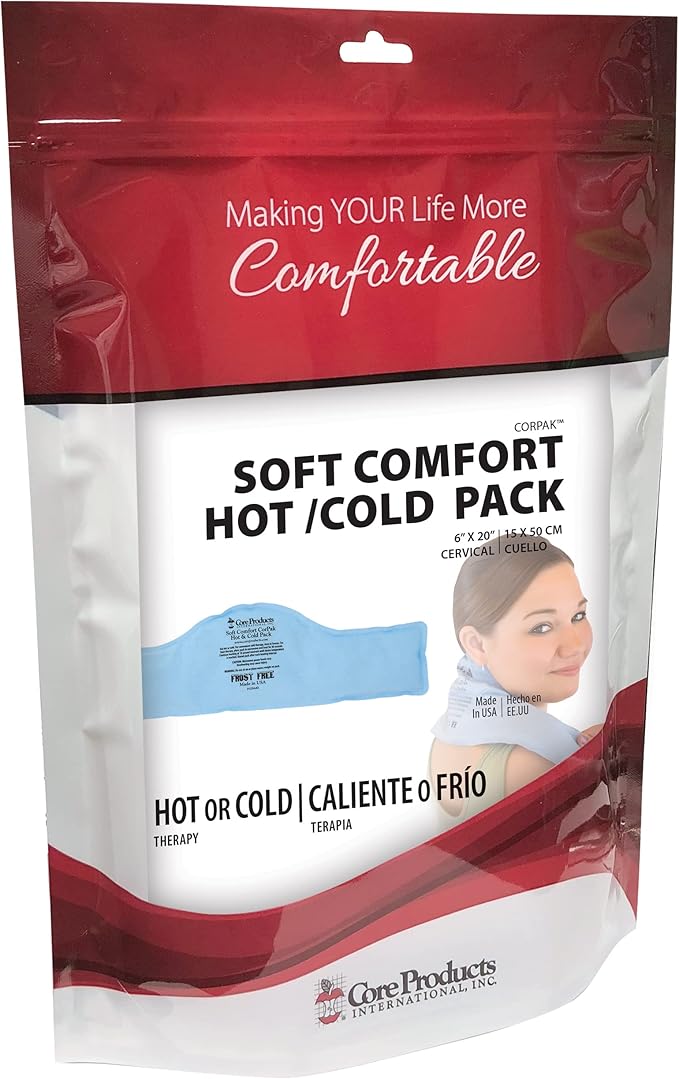 Core Products Soft Comfort CorPak – Reusable Hot & Cold Therapy Pack, Ice Pack for Injuries, No-Frost Compress for Muscle, Back & Joint Pain Relief – 6" x 20", Made in USA