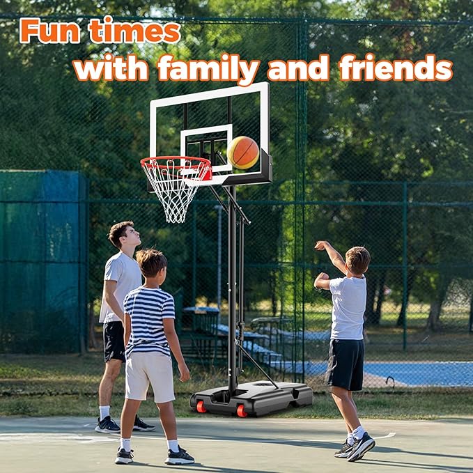 Basketball Hoop 44 Inch Backboard Protable Basketball Hoop Outdoor, 4.8-10ft Height Adjustable Basketball Goal System for Kids Youth Adults Play in Backyard/Courts/Indoor