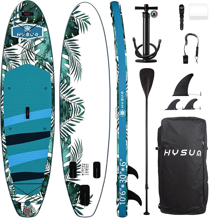 Inflatable Stand Up Paddle Board, 10'x30''x6'' Ultra-Light Paddleboards for All Skill Levels with SUP Accessories, Paddle, Fins, Leash, SUP Pump, Backpack