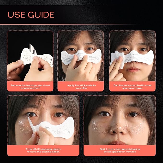 Glitter Freckles Face Tattoo,Glitter Freckle,Sparkle Makeup Patches-Rose Gold-Face Glitter Speckles Patches,10pcs