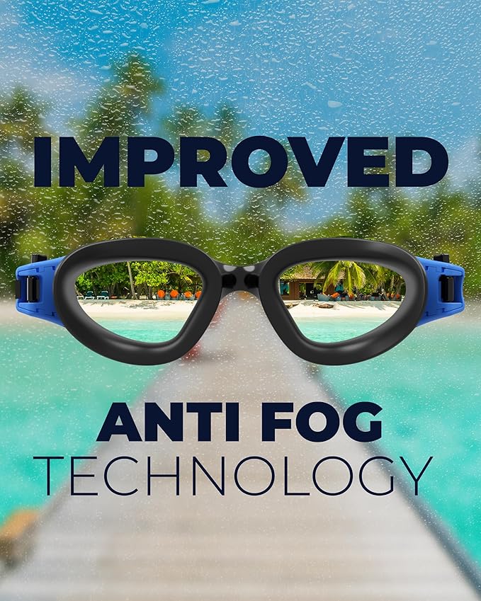 AqtivAqua Swimming Goggles, DX Wide View Swim Goggles for Adult Men Women, Anti Fog No Leaking