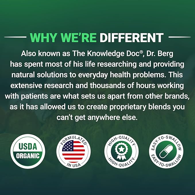 Dr. Berg's Greens Superfood Cruciferous Vegetable Tablets - Vegetable Supplements for Adults w/ 11 Phytonutrient Super Greens Tablets - Energy, Immune System & Liver Veggie Tablets - 250 Tablets