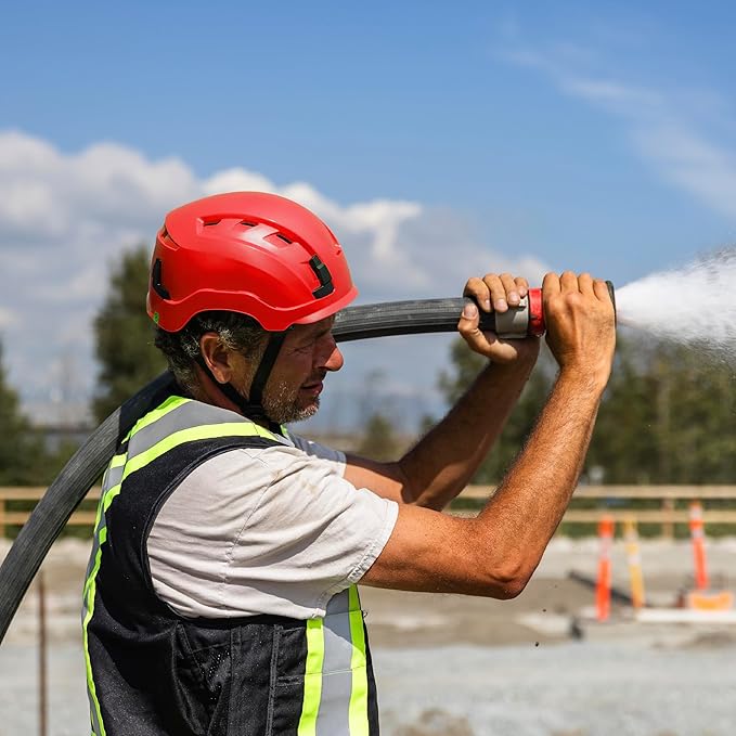 GE Safety Helmet, Impact Absorbing Tech, Adjustable Ratchet, ANSI Type 1, Memory Foam Padding, Hard Hats Protection, Lightweight, Durable, Chin Strap, Comfortable Fit OSHA Approved