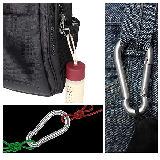 60 Pack M8 x 3-1/8inch Spring Snap Hooks Heavy Duty Carabiner Clips Galvanized Steel Quick Link Clip for Camping Hiking Traveling Outdoor Swing Gym, 500Lbs Capacity1