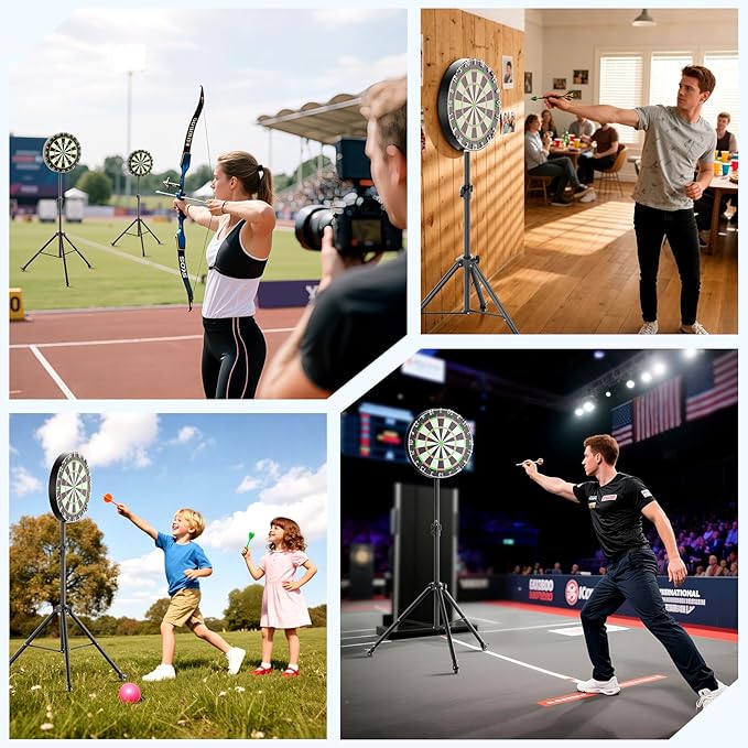 Dartboard Stand, Portable Professional Dart Holder Stand Adjustable Height from 57.1 to 77.6 -inch for Outdoor, Travel, Home, or Bars Games