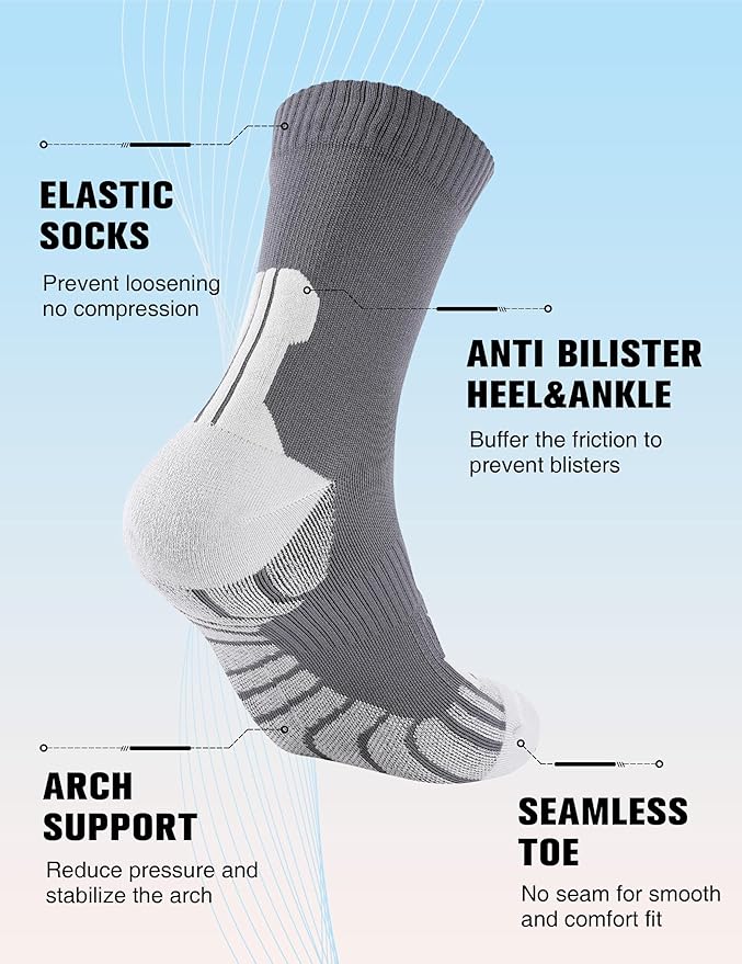 Compression Crew Running Socks: Athletic Socks for Men Women with Cushion,3 Pairs Work Hiking Basketball Sport Socks
