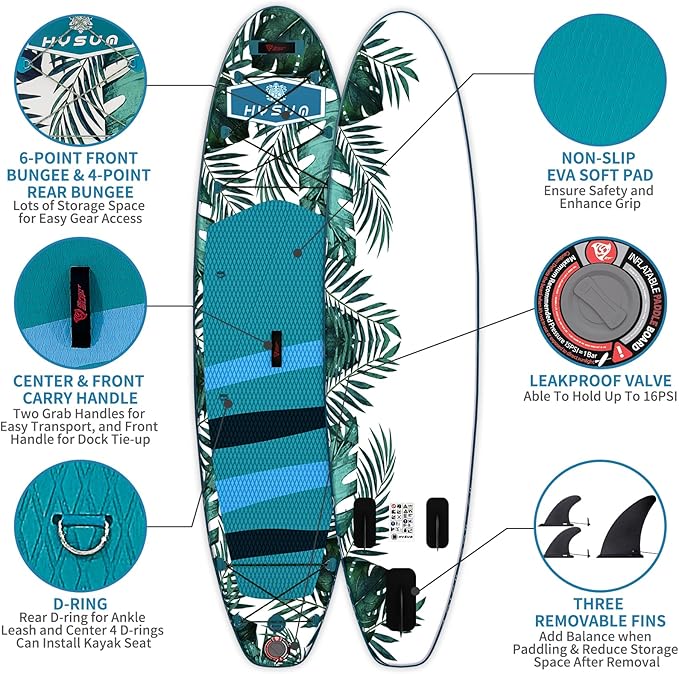 Inflatable Stand Up Paddle Board, 10'x30''x6'' Ultra-Light Paddleboards for All Skill Levels with SUP Accessories, Paddle, Fins, Leash, SUP Pump, Backpack