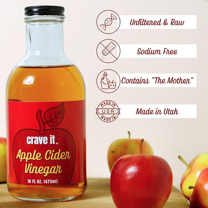 Crave It. Apple Cider Vinegar with Mother - Gut Health & Digestion - Made with Utah Honey - 16oz - 1pk
