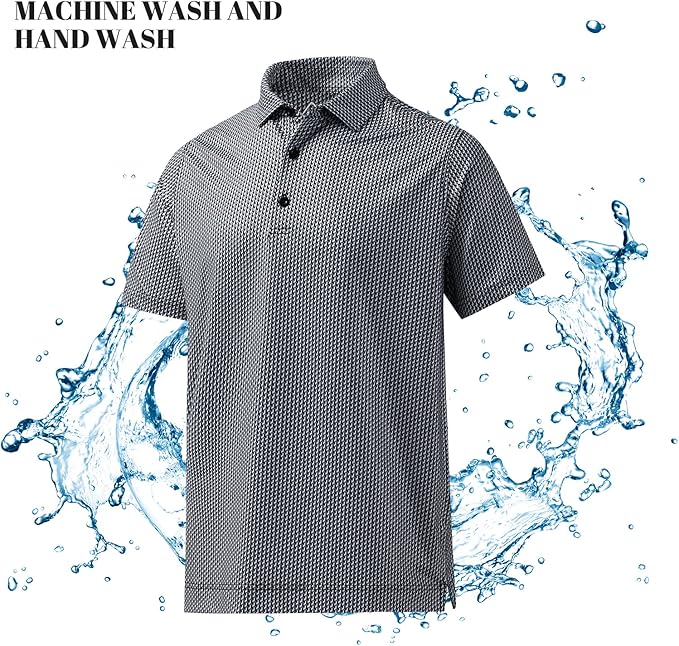 DEOLAX Mens Polo Shirts Fashion Print Mens Golf Shirt Dry Fit Mens Golf Polo Short Sleeve Quick Dry Funny Golf Shirt for Men