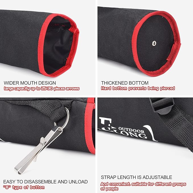 Elong Adjustable Archery Back Arrow Quiver Holder - Upgraded Quiver Arrows for Compound Recurve Bow and Hunting Target Practicing Youth and Adults