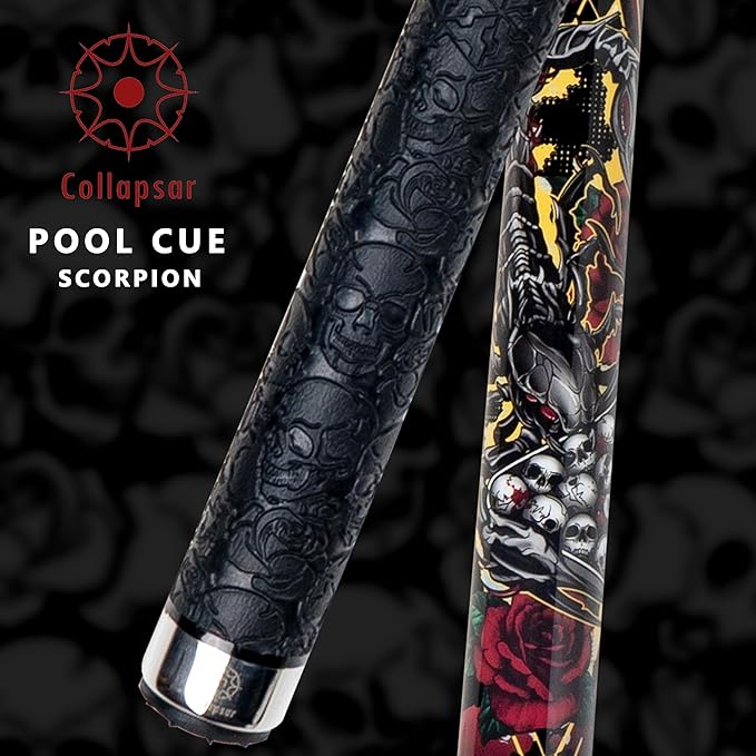 Collapsar CBP Pool Stick with 1X1 Hard Case,13mm Tip with Low Deflection Technology Billiard Cue,58" 2-Pieces 19-21 oz Professional Pool Cue Set