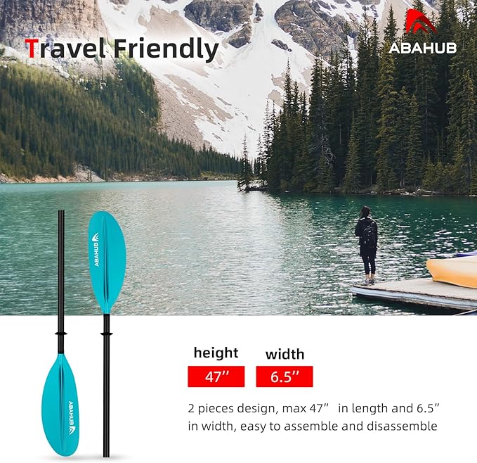 Abahub 1 x Carbon Kayak Paddles, 90.5 Inches Kayaking Oars for Boating, Canoeing with Free Paddle Leash, Carbon Fiber Shaft Black/Blue/Green/Orange/Yellow/White/Red Plastic Blades